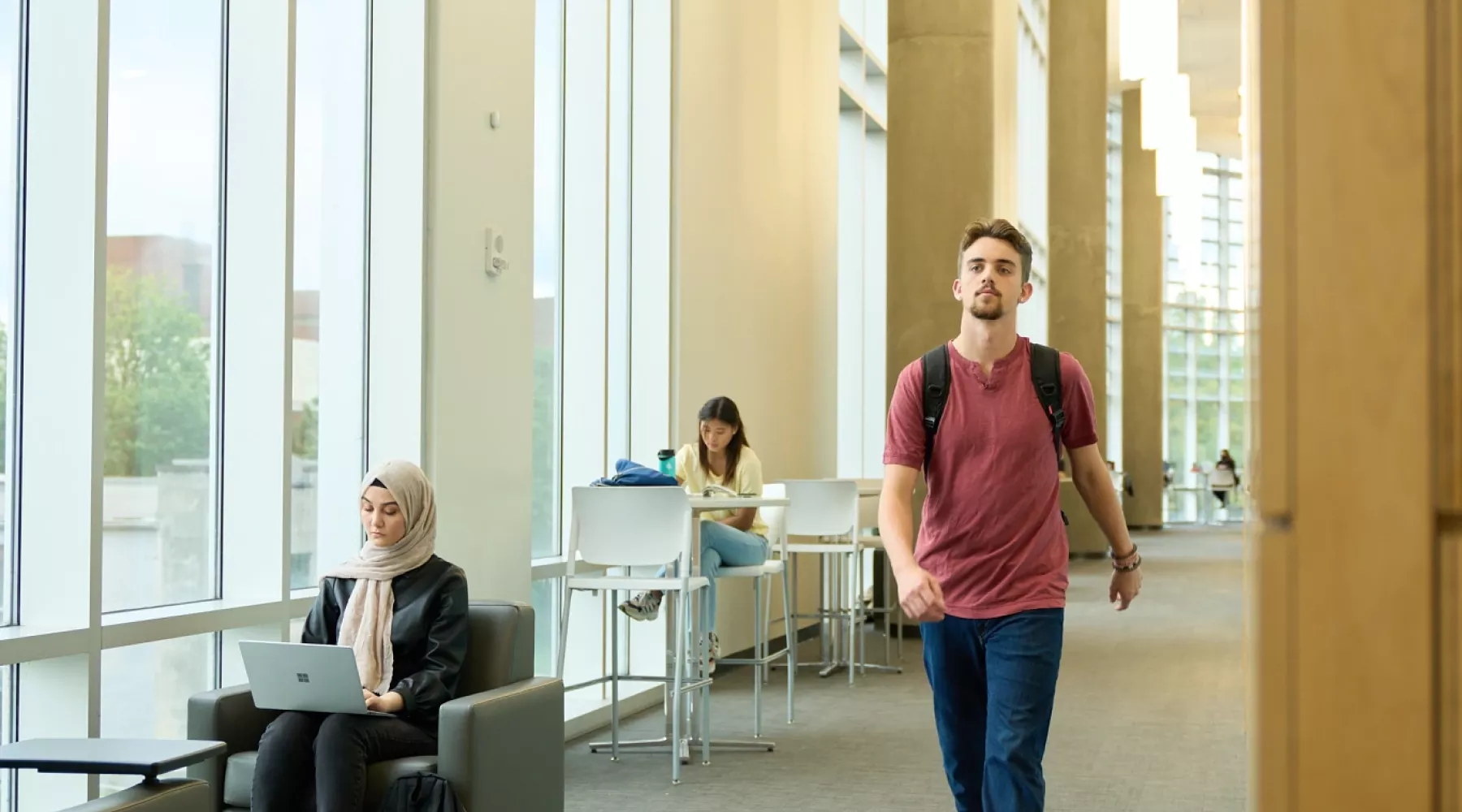 Student walking in the BAB.