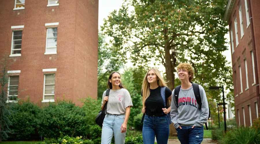 Students walking outside in the quad.